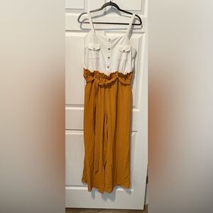 J for Justify White and Mustard Jumpsuit